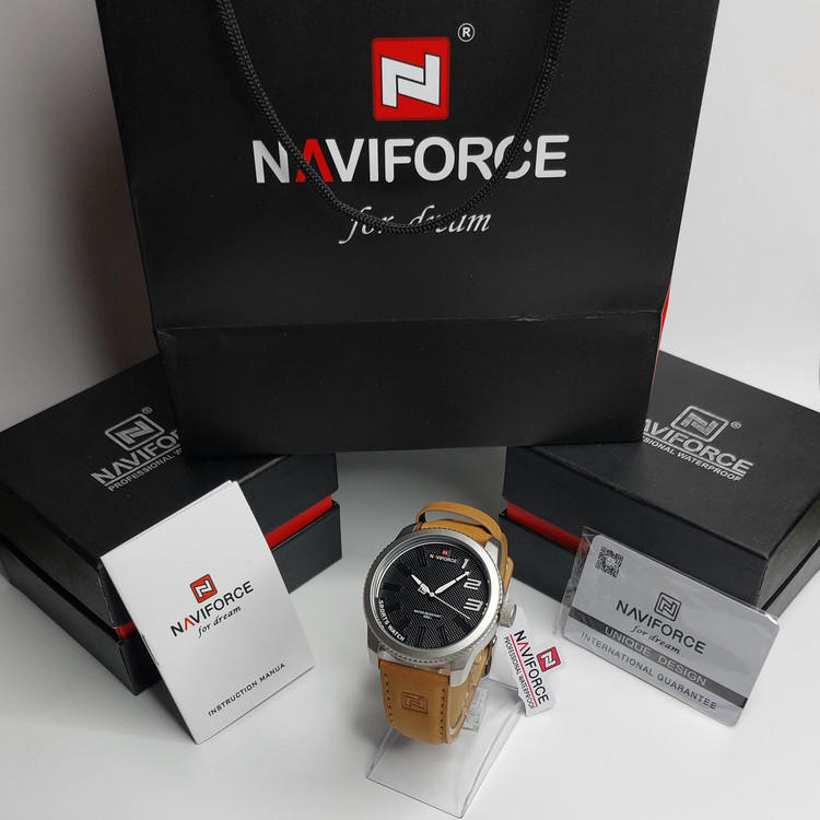 ساعت مچی اورجینال مردانه-اسپرت ناوی فورس|Naviforce|نوی فورس|نیوی فورس نقره ای | قهوه ای| مشکی| کد رفرنس NF9202