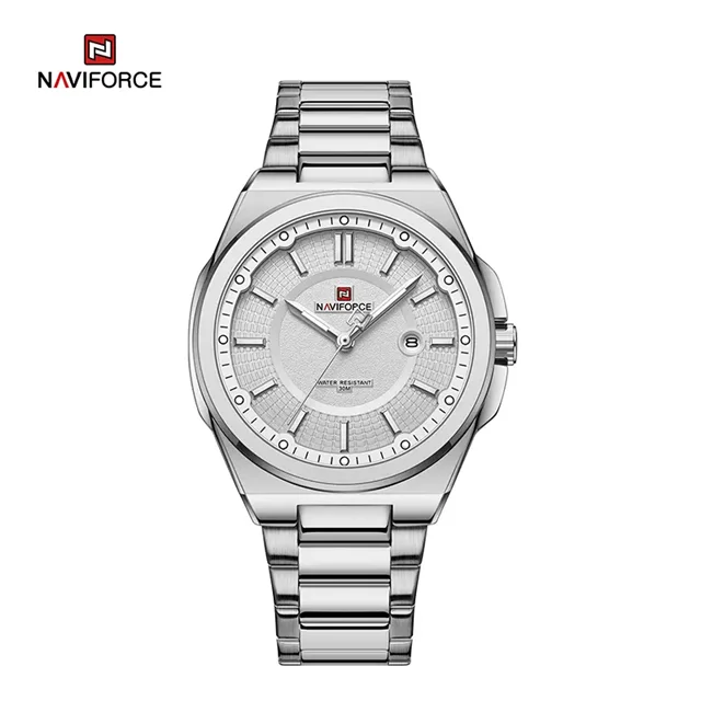 ساعت مچی مردانه Naviforce مدل NF92۱۲ | بند استیل ضد زنگ، صفحه سفید